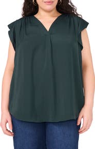 Vince Camuto Ruffle Shoulder Sleeveless Blouse