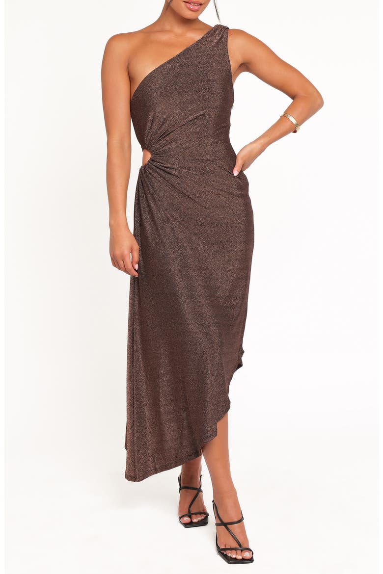 Emma Metallic One Shoulder Dress, Main, color, VINTAGE GOLD
