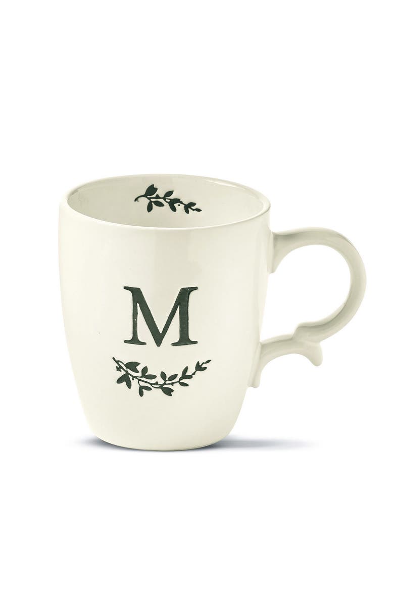 tag Monogram M Ceramic Mug Dishwasher Safe Spring Drinkware, Main, color, White