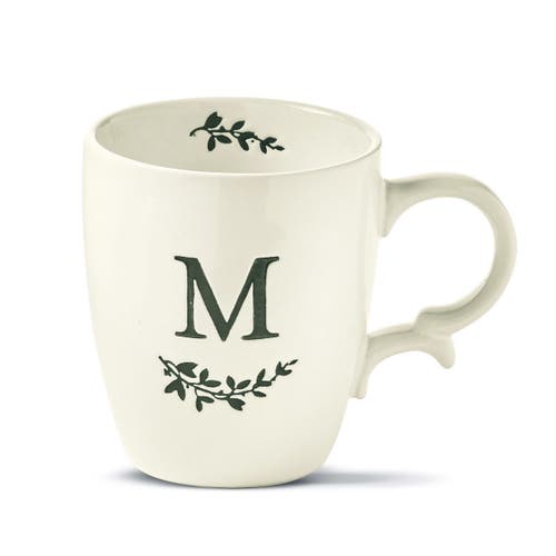 Tag Monogram M Ceramic Mug Dishwasher Safe Spring Drinkware In White