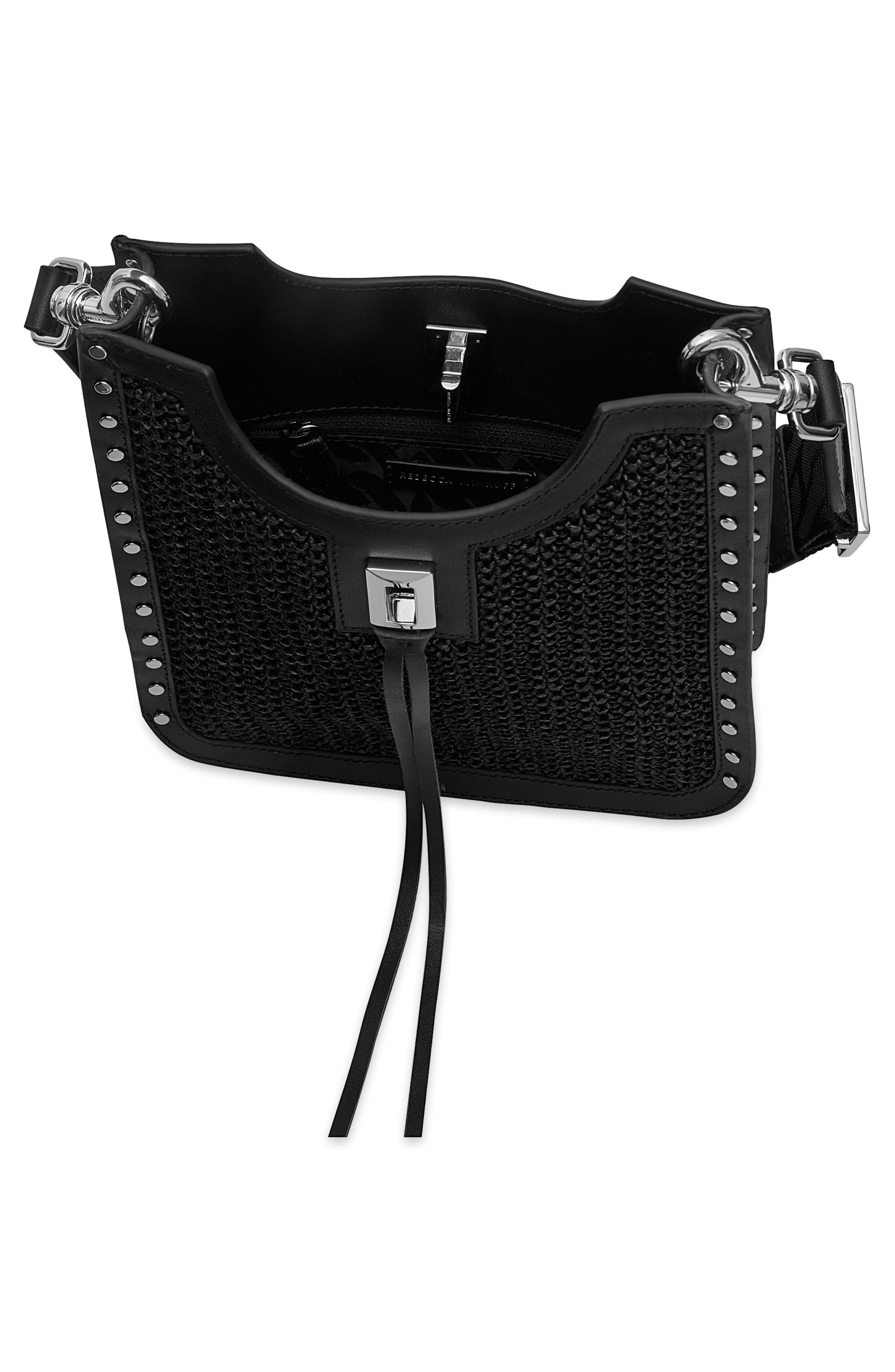 Rebecca Minkoff Mini Darren Feed Crossbody Bag, Alternate, color, Black/ Black
