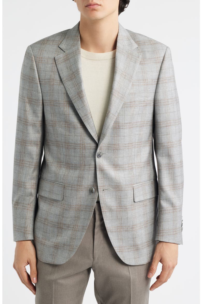 Flynn Classic Fit Light Grey Plaid Wool Blend Sport Coat, Alternate, color, GREY