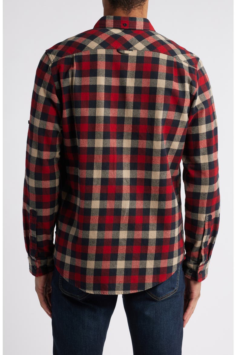 Skog Trim Fit Plaid Cotton Flannel Button-Down Shirt, Alternate, color, DARK NAVY-RED
