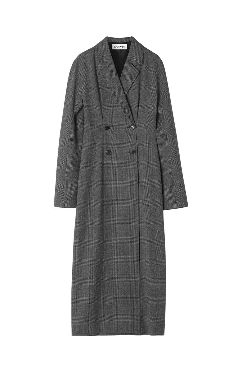 Lanvin Double-Breasted Prince Of Wales Wool Dress, Main, color, Dark Grey Melange