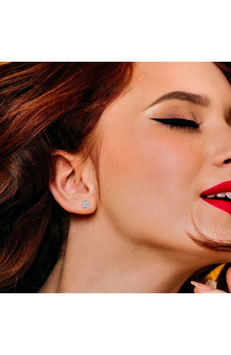 LuvMyJewelry Lab Grown Diamond Square Cluster Stud Earrings, Alternate, color, 14K White Gold