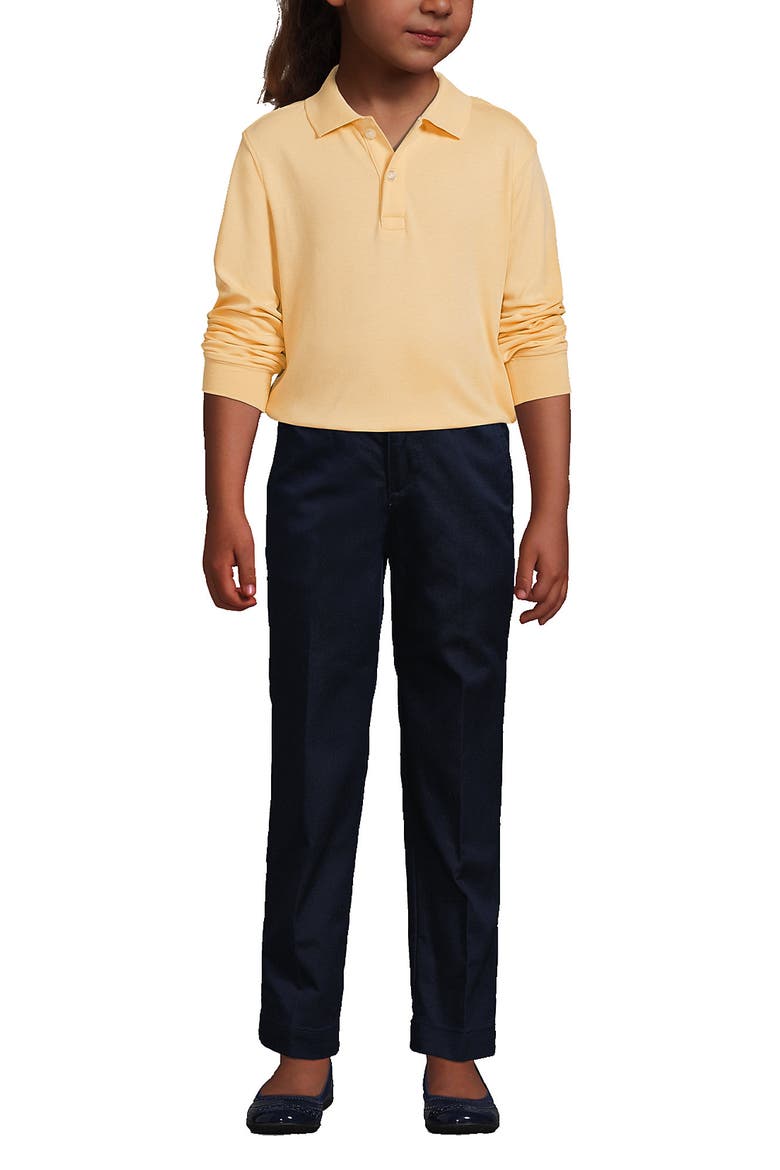 School Uniform Kids Long Sleeve Interlock Polo Shirt, Main, color, Maize