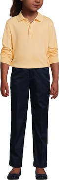 Lands' End School Uniform Kids Long Sleeve Interlock Polo Shirt