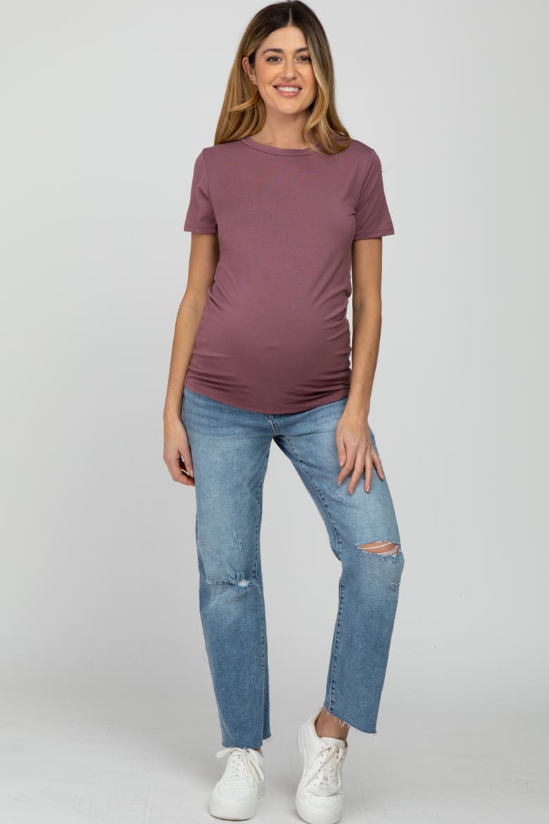 Basic Short Sleeve Top, Alternate, color, Mauve