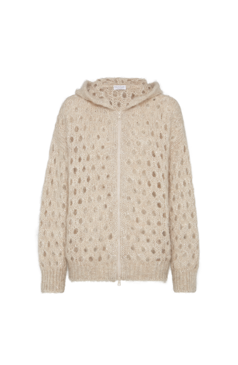 Brunello Cucinelli Dazzling Net cardigan, Main, color, Beige