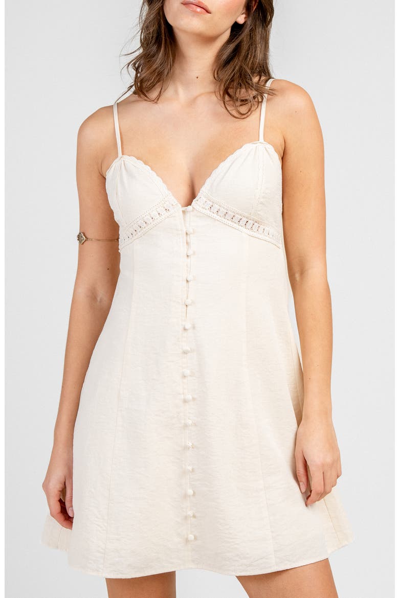 Button Front Embroidered Minidress, Alternate, color, CREAM