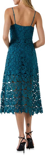 Lace Spaghetti Strap Midi Dress