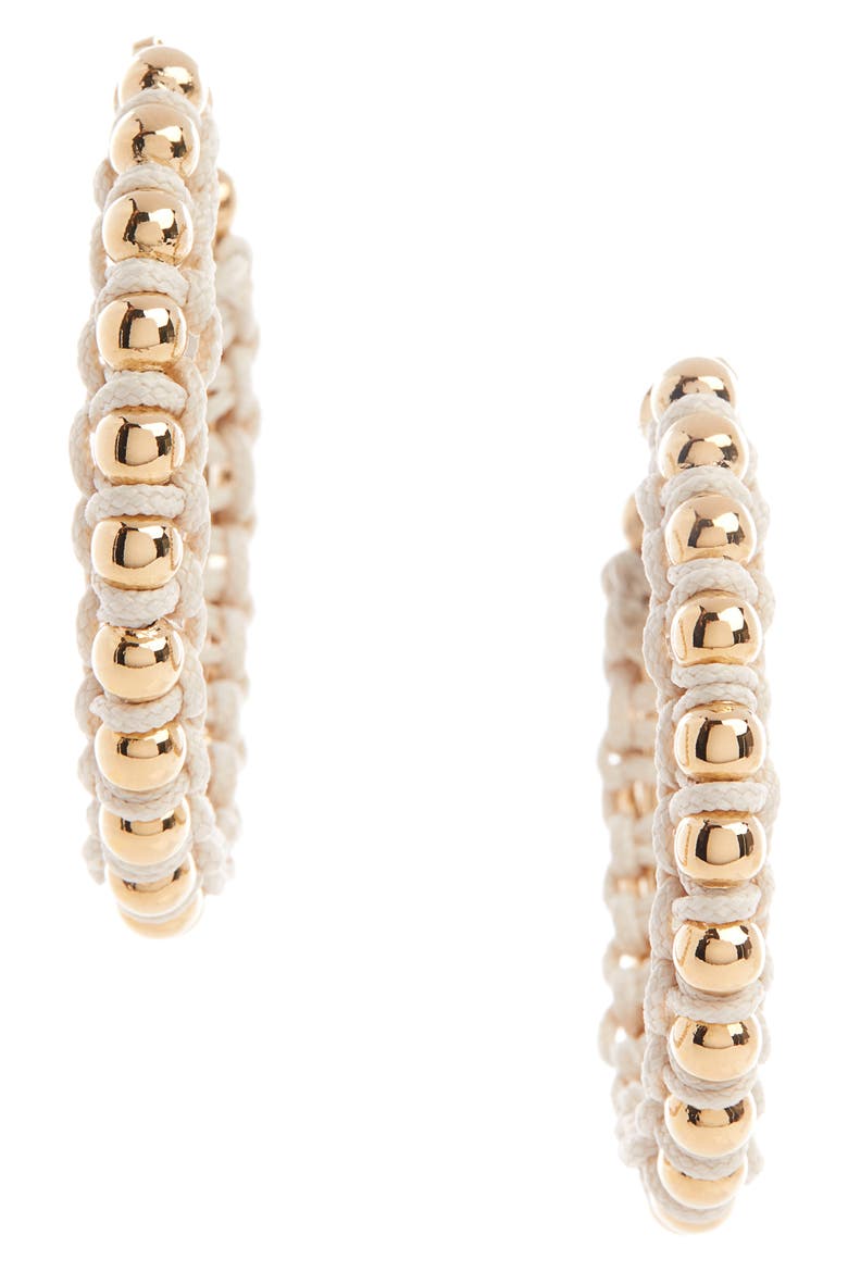 Bonni Beaded Hoop Earrings, Main, color, ECRU