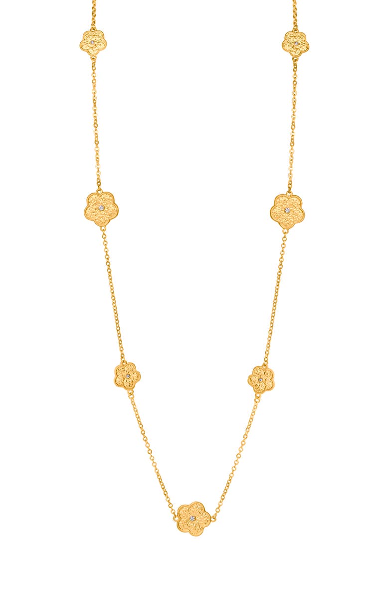 JARDIN Flower Station Chain Necklace, Main, color, Gold