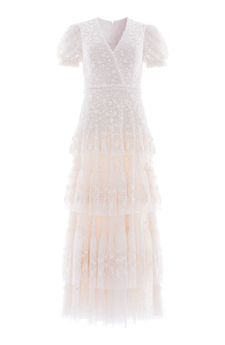 Needle & Thread Layered Lace Ankle Gown, Alternate, color, Cream