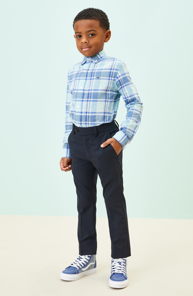 Tallia Solid Wool Blend Flat Front Trousers, Alternate, color,