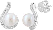 EFFY Diamond & Freshwater Pearl Stud Earrings