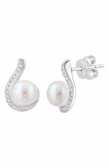 EFFY Diamond & Freshwater Pearl Stud Earrings