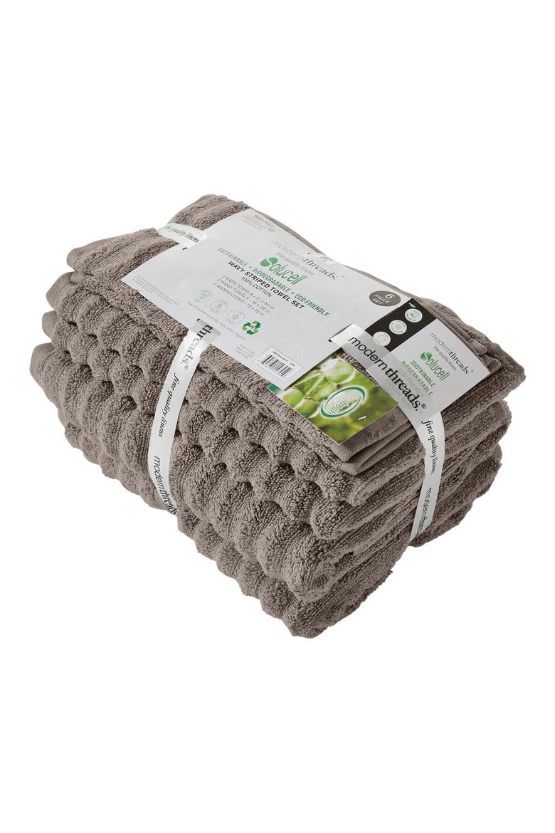 Luxury Spa Collection Wavy Quick Dry 6-Piece Towel Set - Gray, Alternate, color, gray