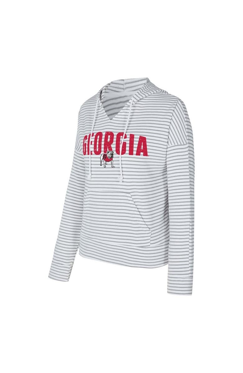 CONCEPTS SPORT Men's Concepts Sport  White/Gray Georgia Bulldogs French Terry Striped V-Neck Pullover Hoodie, Alternate, color, White