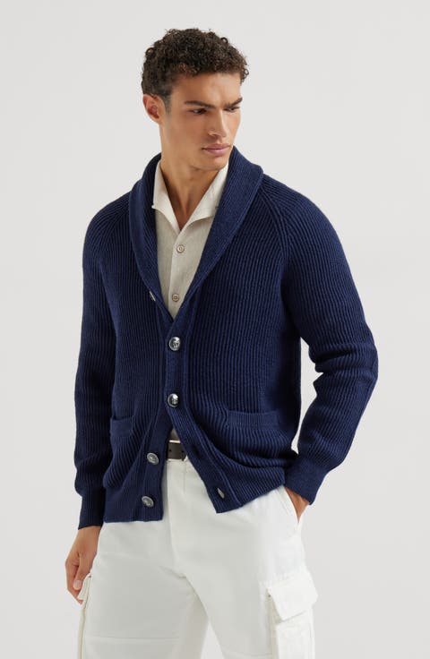 English rib knit cardigan