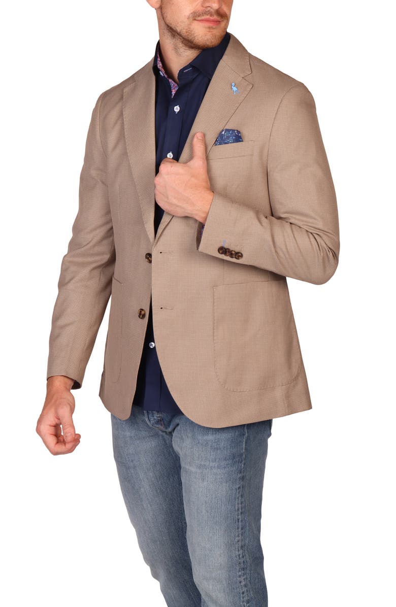 TailorByrd Modern Fit Heathered Micro Check Sport Coat Glen Plaid Sport Coat, Alternate, color, Tan