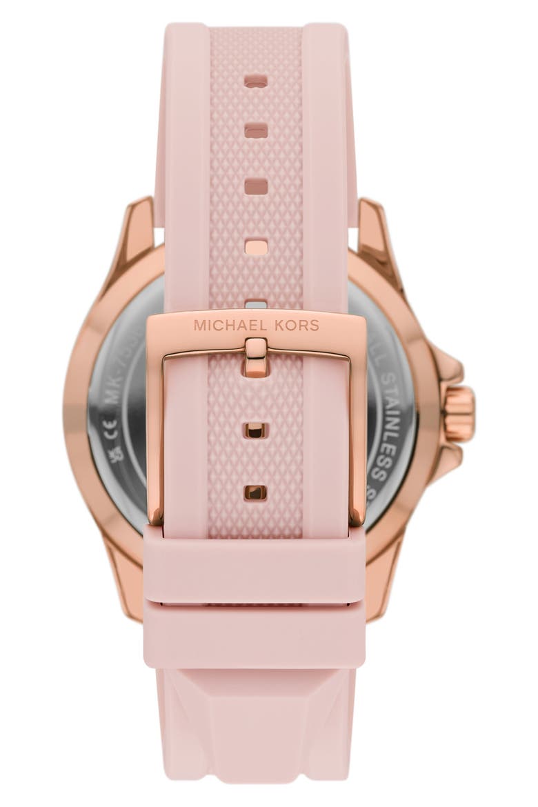 Everest Three-Hand Quartz Silicone Strap Watch, 40mm, Alternate, color, ROSE GOLD