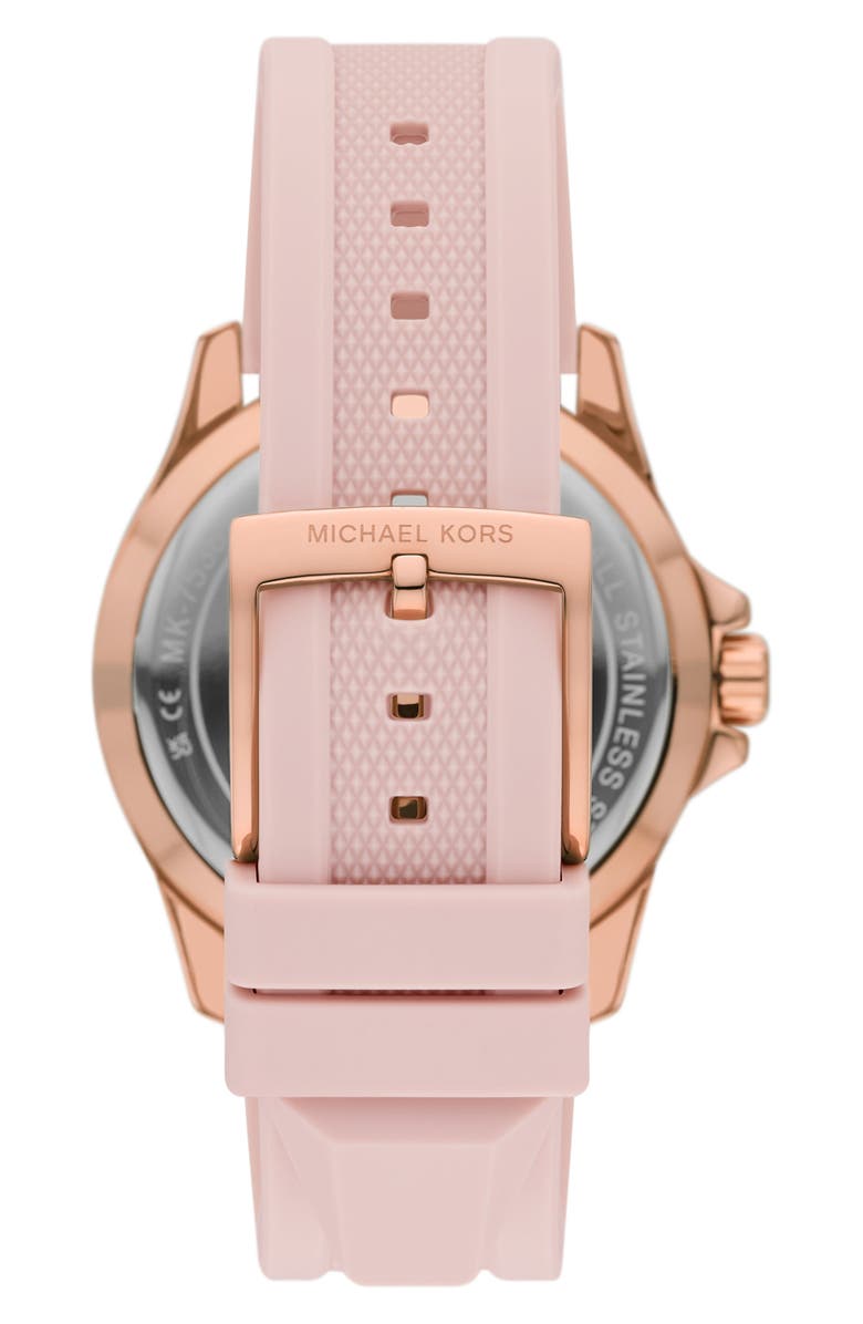 MICHAEL Michael Kors Everest Three-Hand Quartz Silicone Strap Watch, 40mm, Alternate, color, Rose Gold