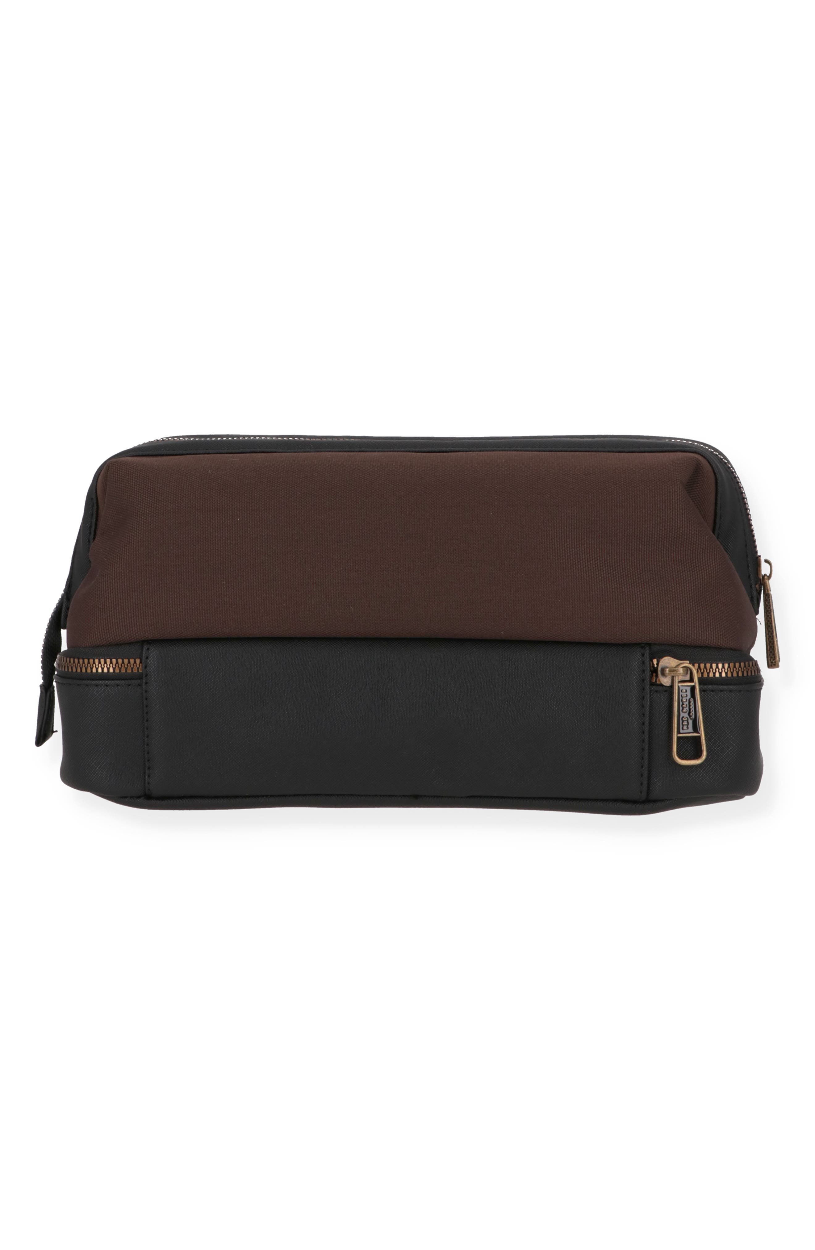 Ted Baker Faux Leather Toiletry Bag, Alternate, color, Chocolate