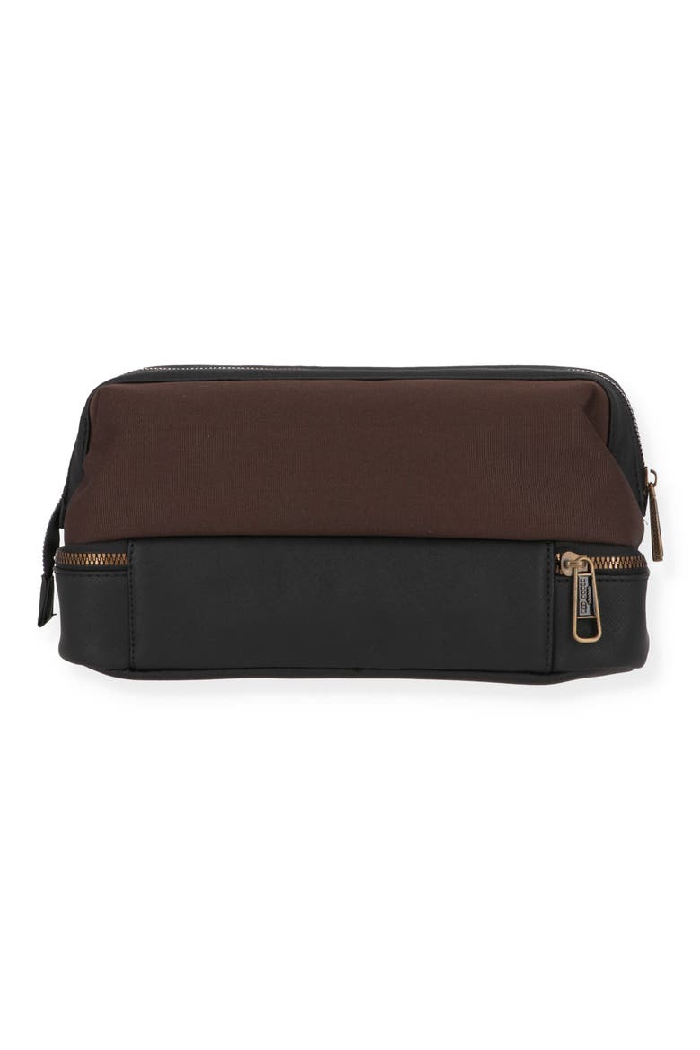 Faux Leather Toiletry Bag, Alternate, color, CHOCOLATE