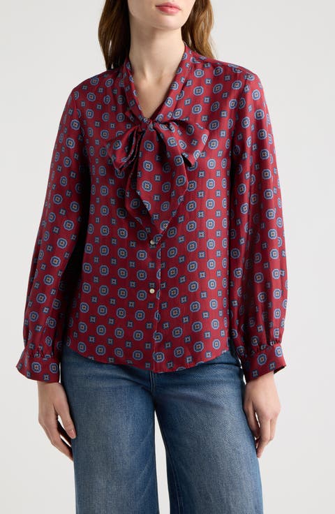 Zenith Silk Tie Neck Top