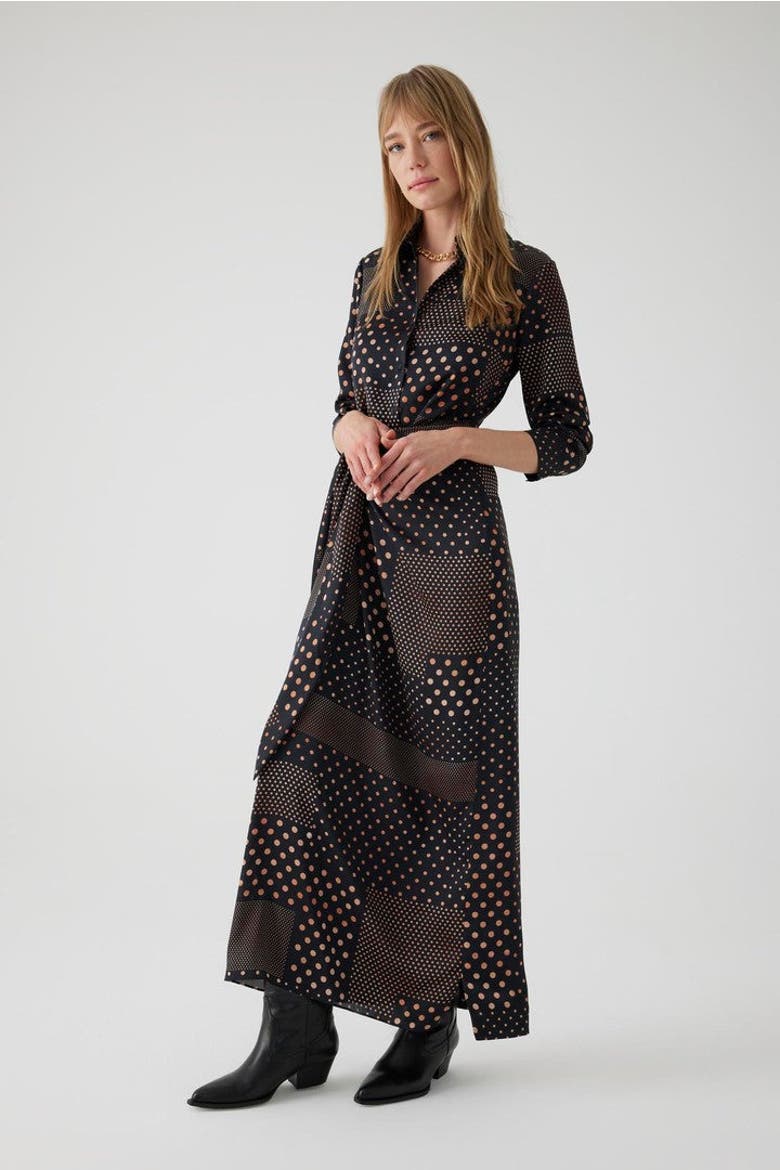Annis Maxi Shirt Dress, Alternate, color, CAMEL-BLACK