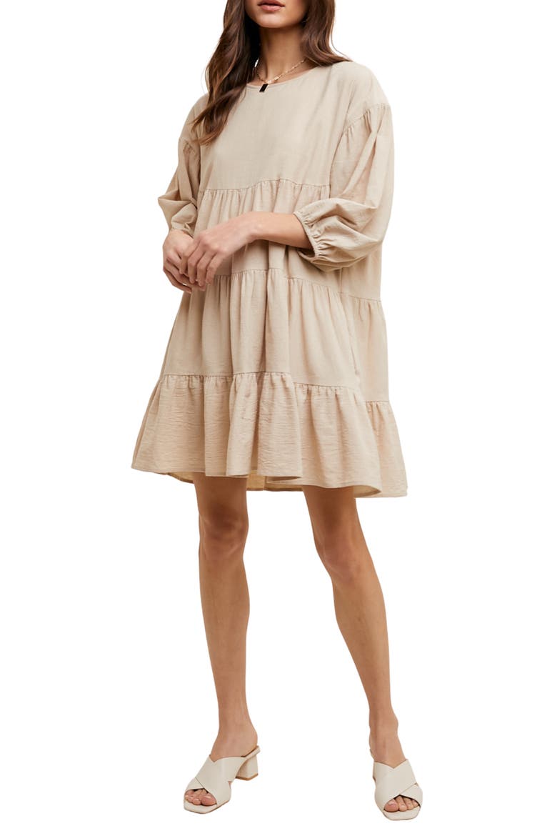 Tiered Cotton Babydoll Dress, Main, color, NATURAL