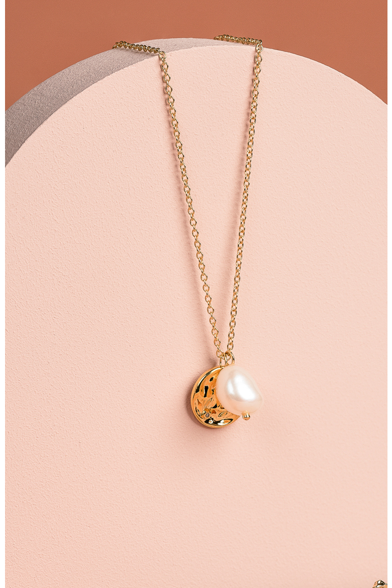 Coco Diamond Necklace | 1 natural diamond - 1 freshwater pearl | 925 Sterling Silver | Necklace | 19.5 - 21.5 in | Yellow 18k-Gold Plated, Alternate, color, Yellow 18k Gold Plated