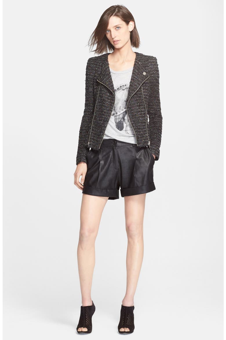 Leather Moto Shorts, Alternate, color, BLACK