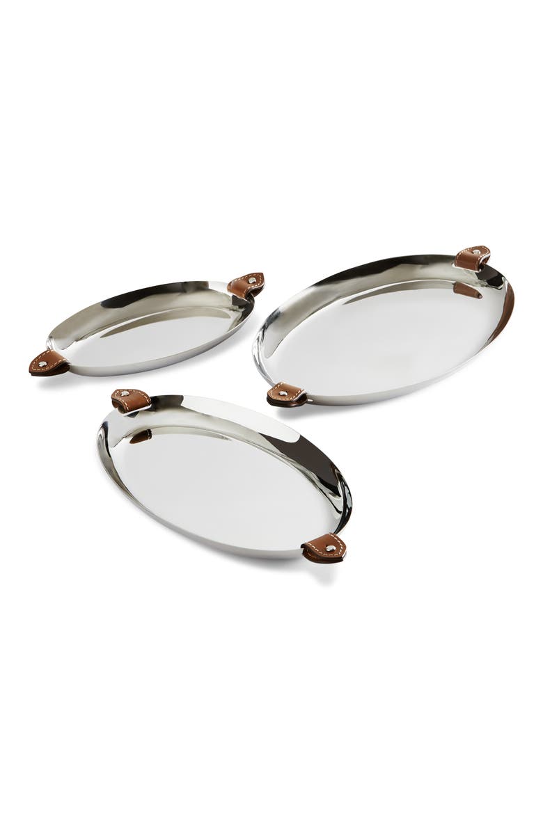 Wyatt Set of 3 Nesting Trays, Main, color, SILVER