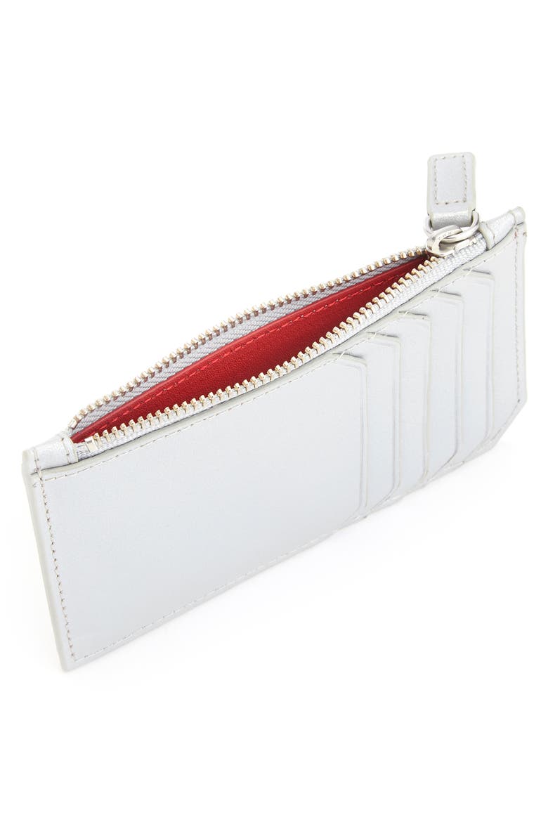Zip Leather Card Case, Alternate, color, SILVER