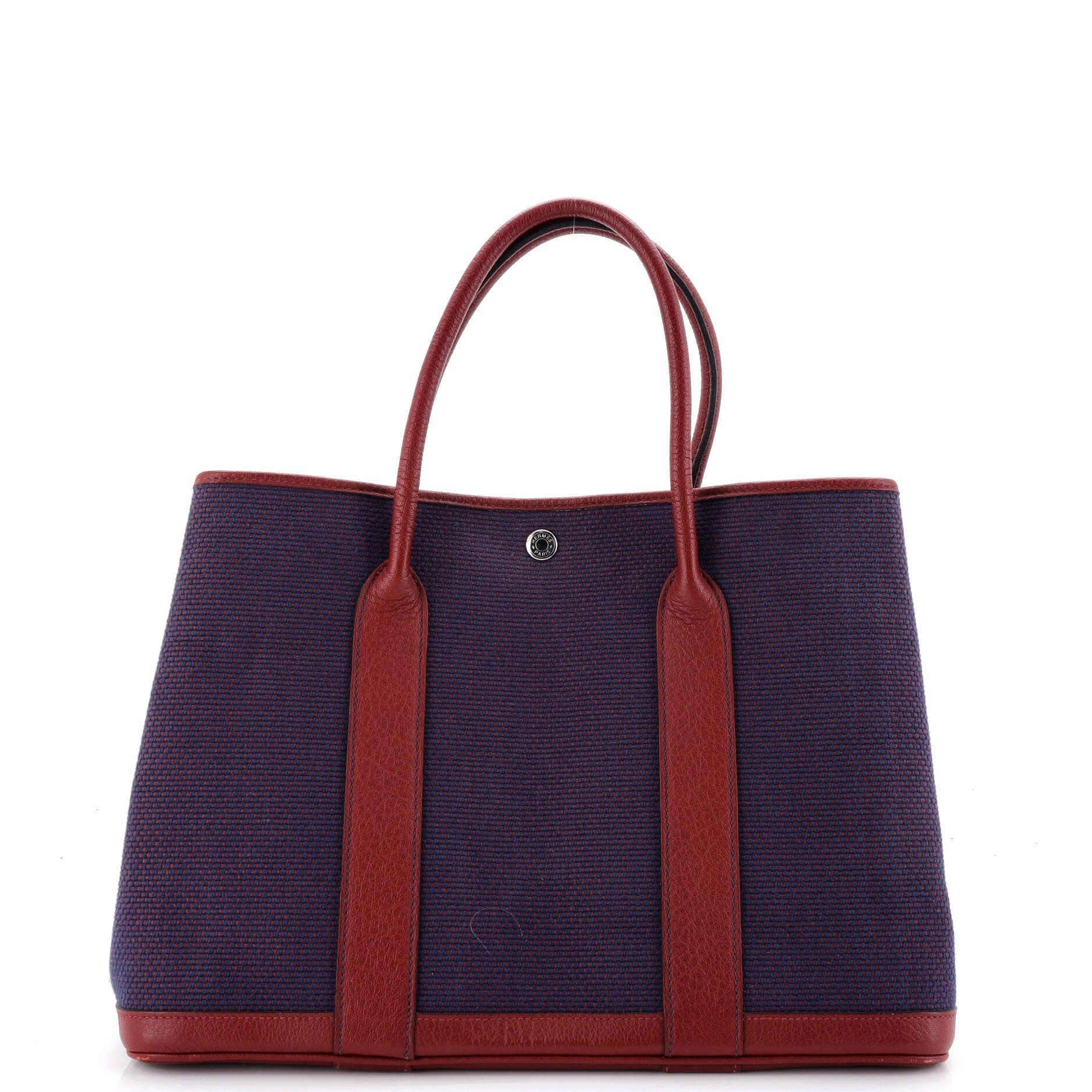 Pre-Owned Hermes Garden Party Tote Toile and Leather 36, Main, color, Bleu Saphir