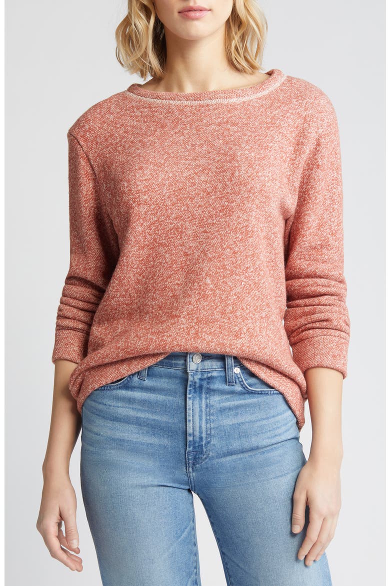Crewneck Cotton Sweatshirt, Main, color, TERRACOTTA