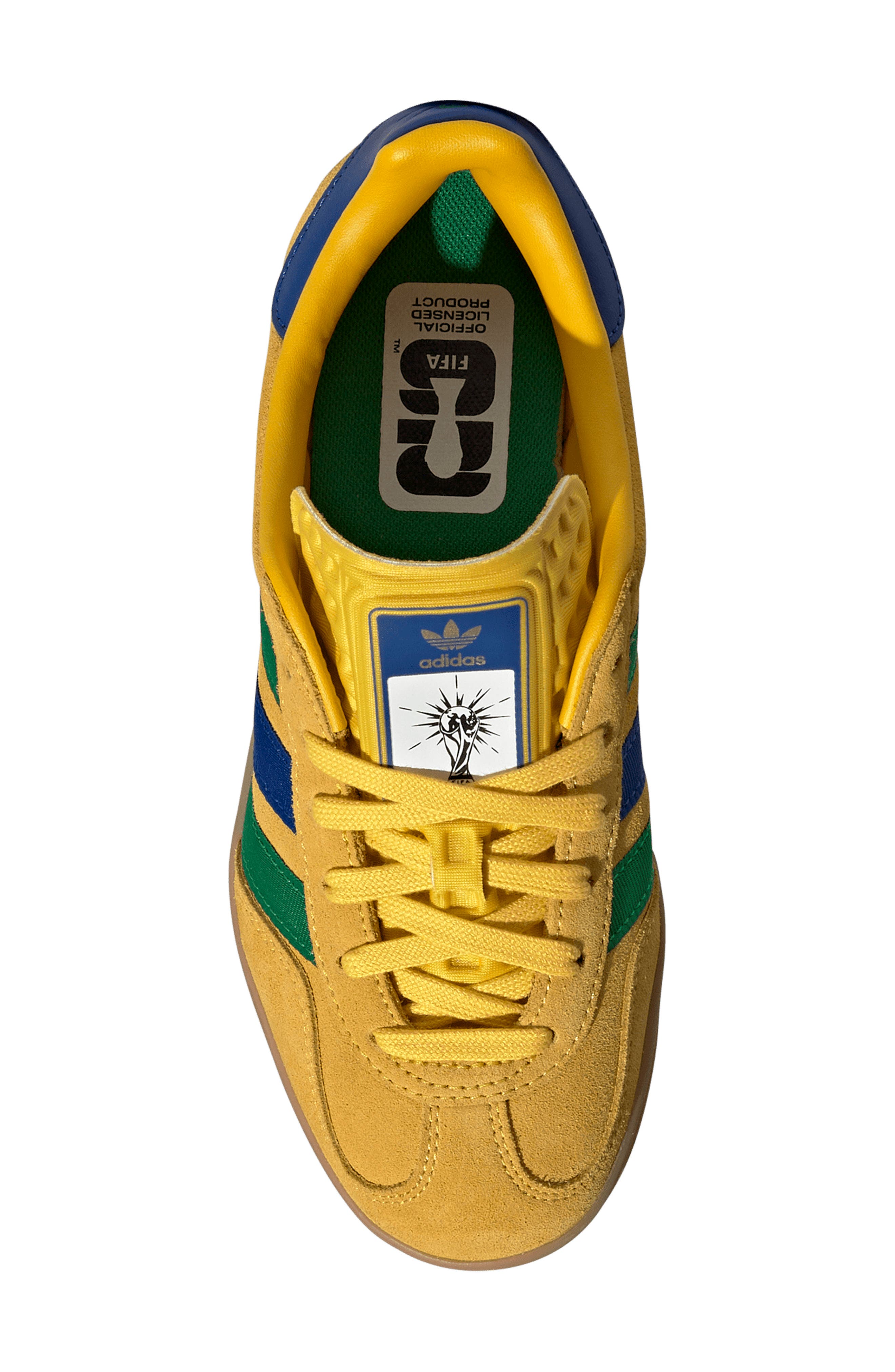 adidas x FIFA Kids' Gazelle Indoor Sneaker, Alternate, color, Yellow/ Royal/ Green