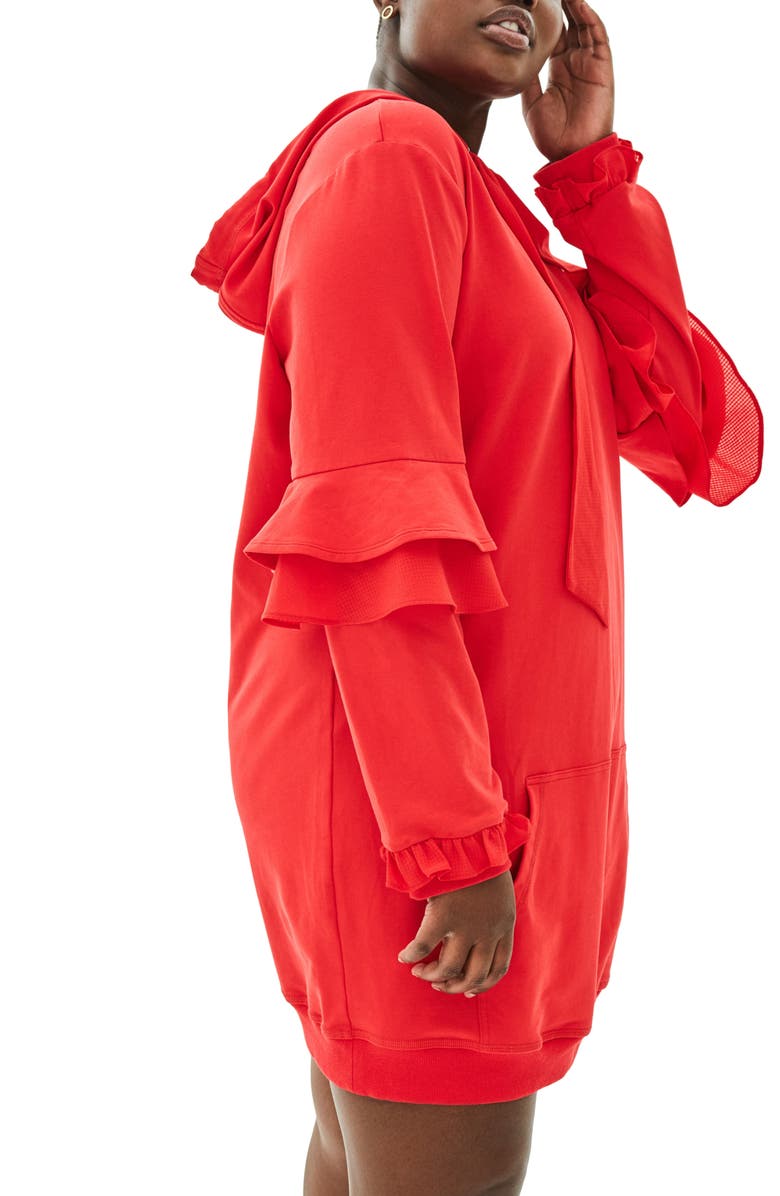 ELVI The Snapdragon Ruffle Sleeve Hoodie Dress, Alternate, color, 