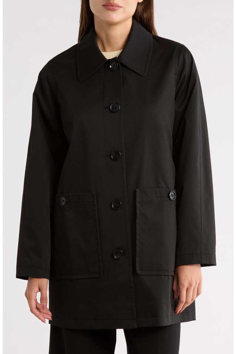 Leopard Print Water Repellent Rain Jacket, Main, color, BLACK