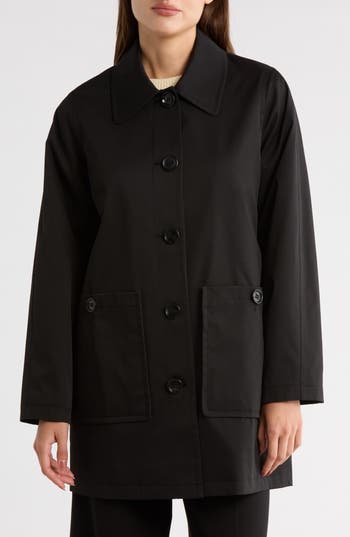 Sam Edelman Leopard Print Water Repellent Rain Jacket In Black