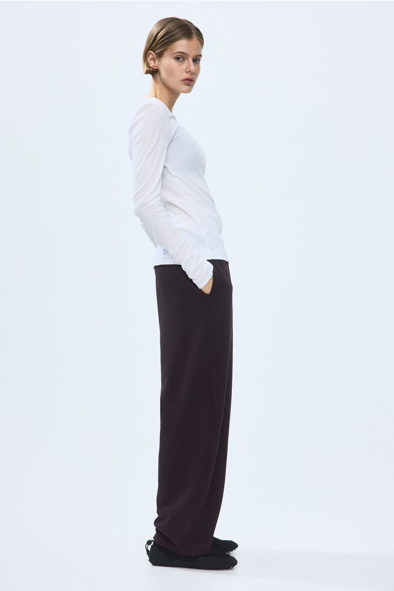 Viscose-blend Barrel-leg Pants, Main, color, Dark brown