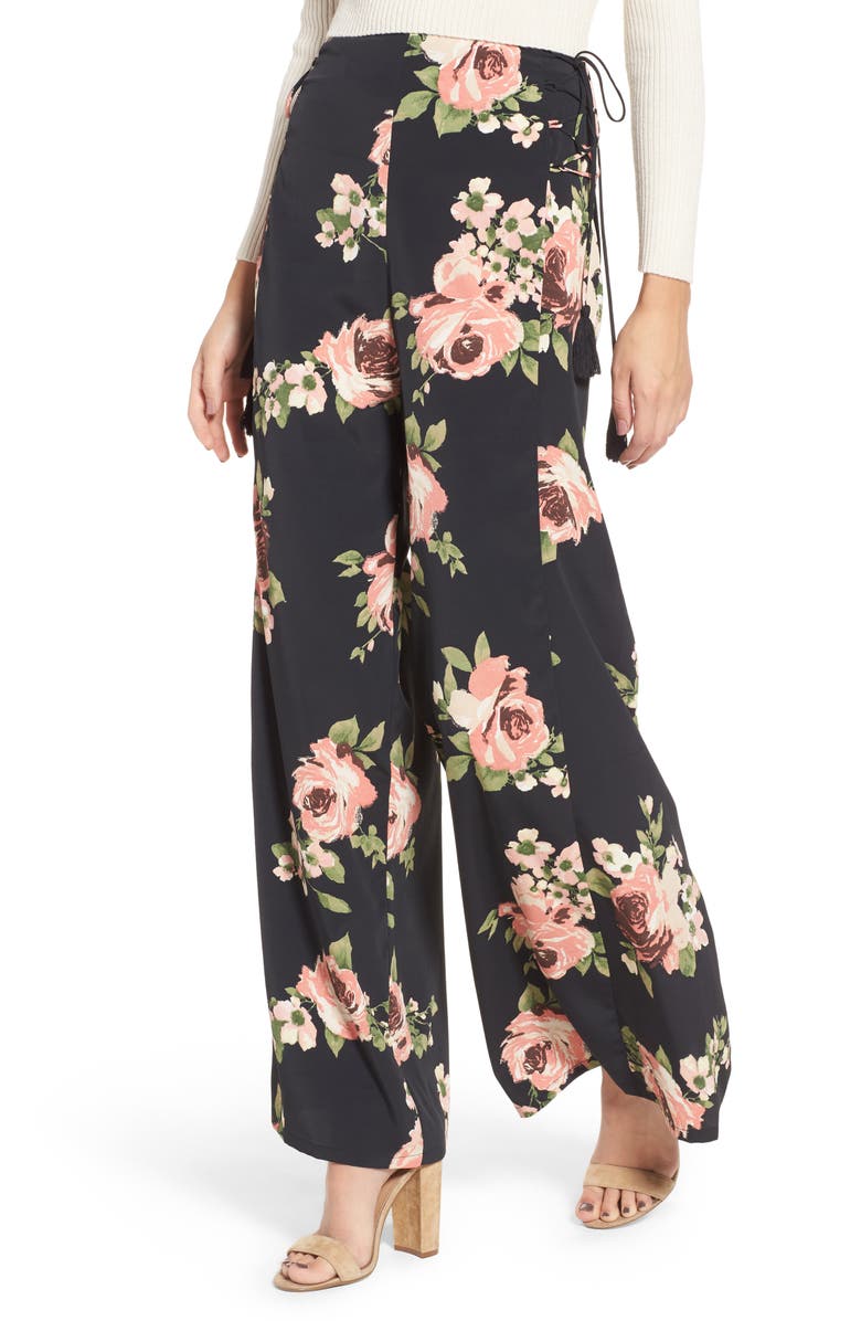 Band of Gypsies Floral Wide Leg Pants, Main, color, 
