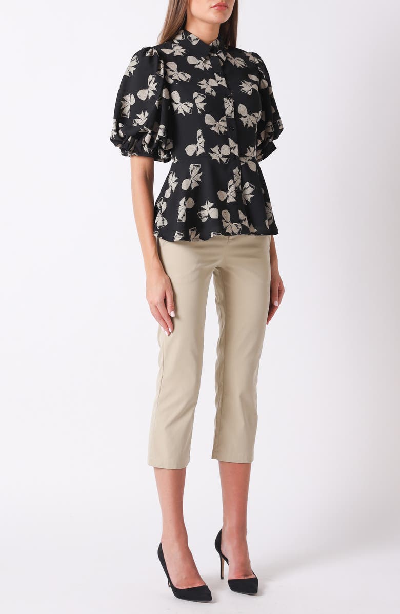 GRACIA Artsy Bow Peplum Top, Alternate, color,
