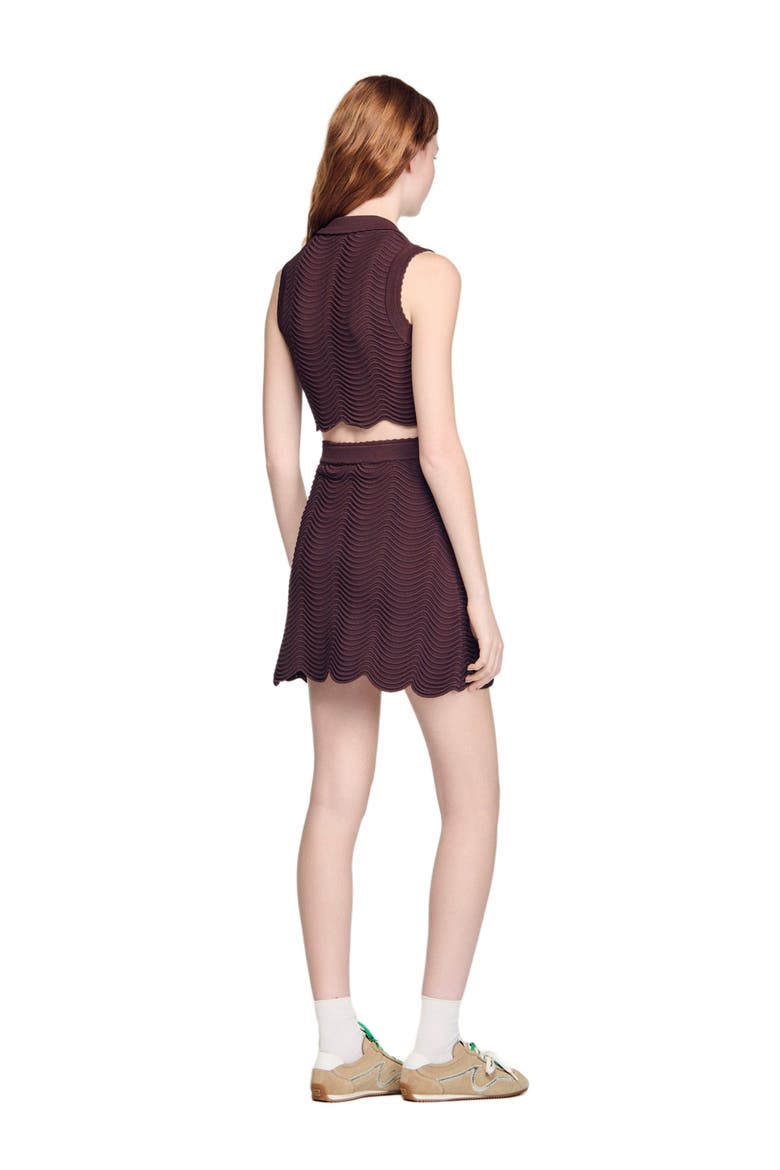 Cropped decorative knit top, Alternate, color, Brown