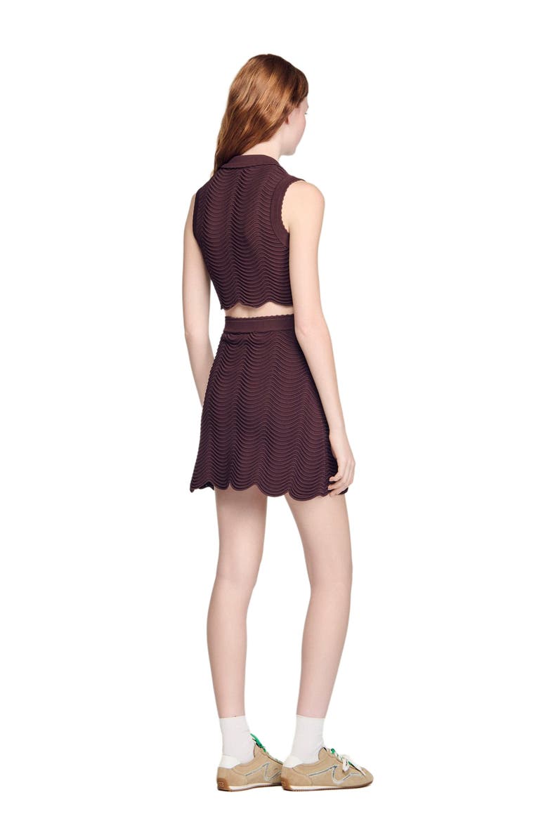 SANDRO Cropped decorative knit top, Alternate, color, Brown