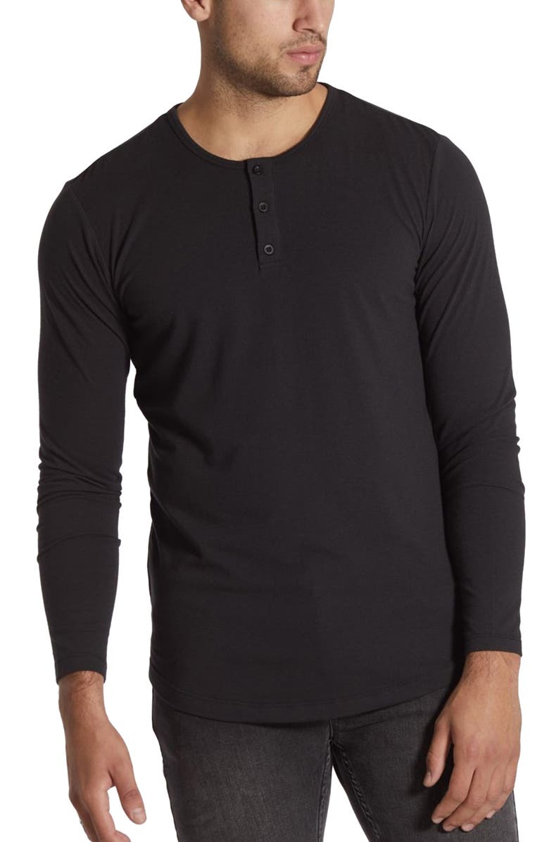 Cuts AO Curved Hem Long Sleeve Henley, Main, color, 