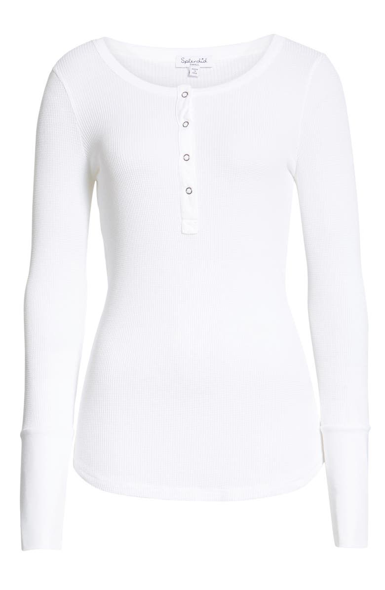 Splendid Classic Thermal Henley, Alternate, color, White