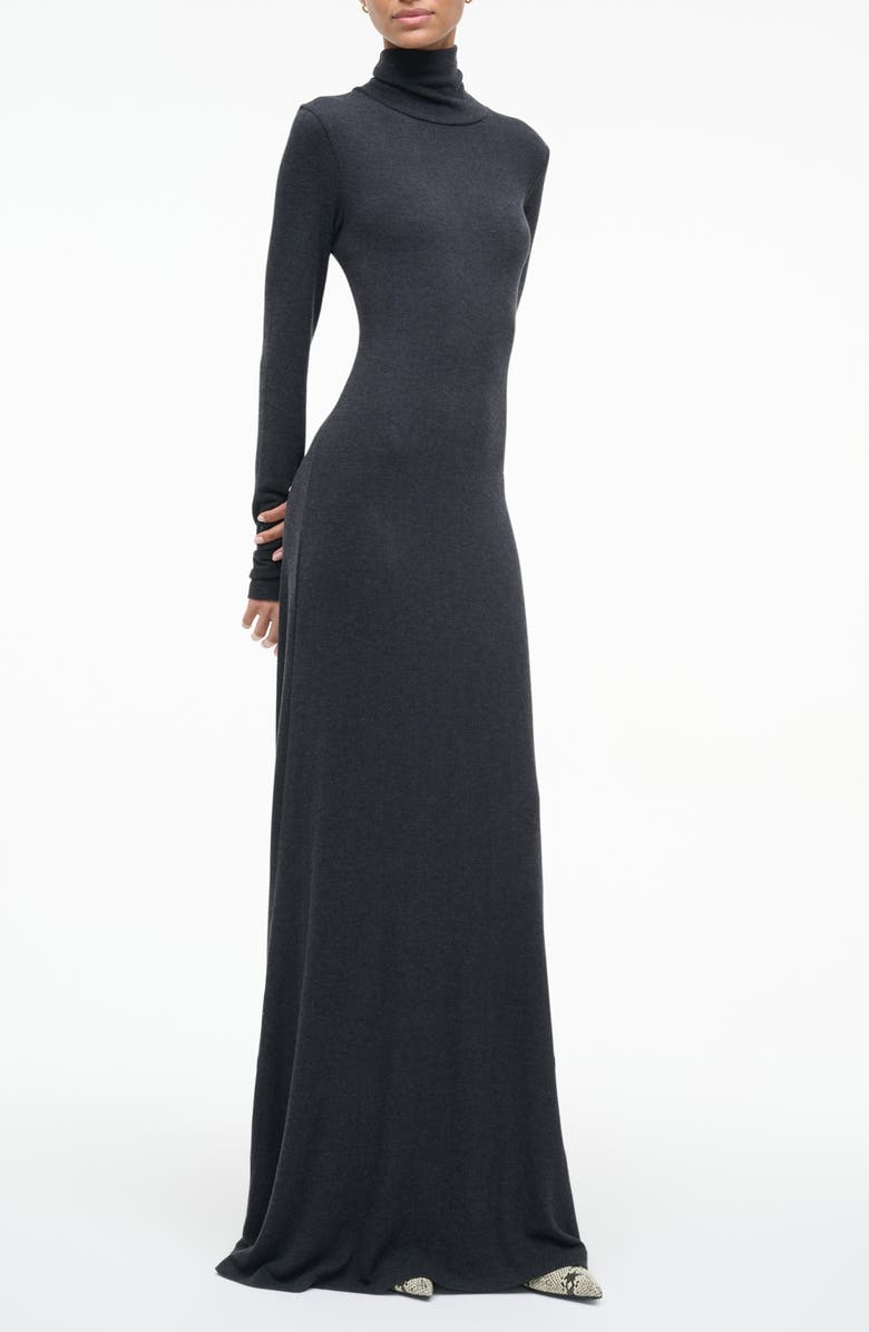 STAUD Vanya Long Sleeve Sweater Dress, Alternate, color, Charcoal